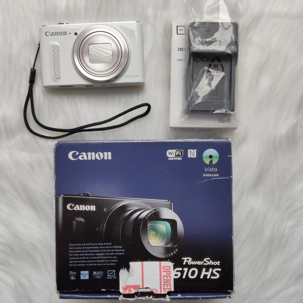 Used Digital Camera | Canon PowerShot SX610 HS digital camera - Boxed & Rarely in White & External Flash | Complete Set